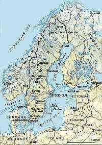 Karte von Skandinavien...